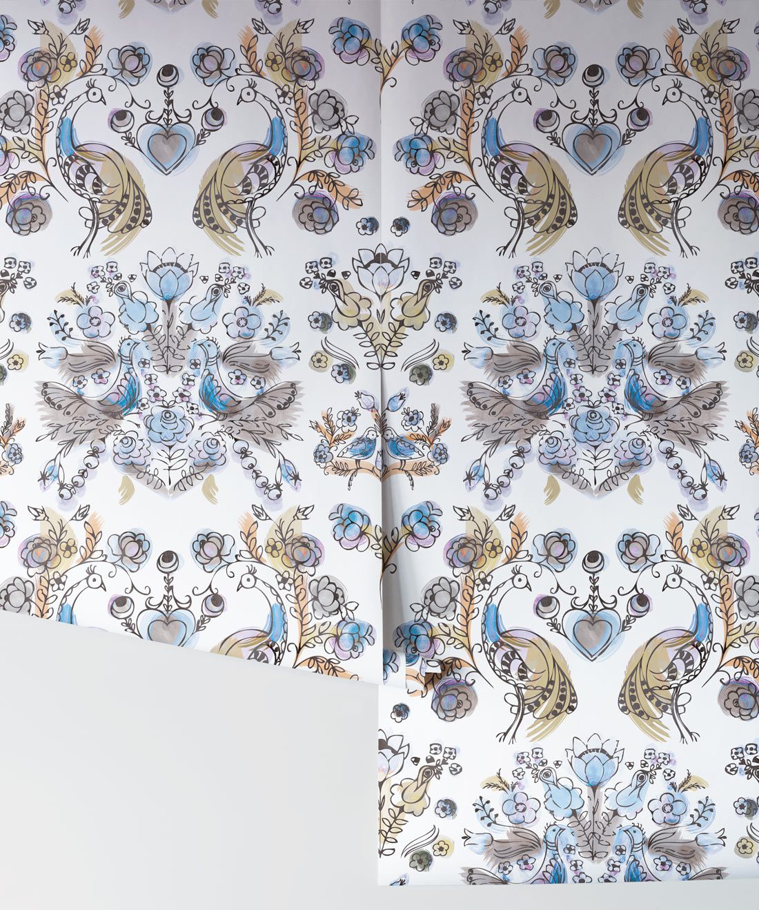 Briar Rose in Ming is a watercolor rose wallpaper