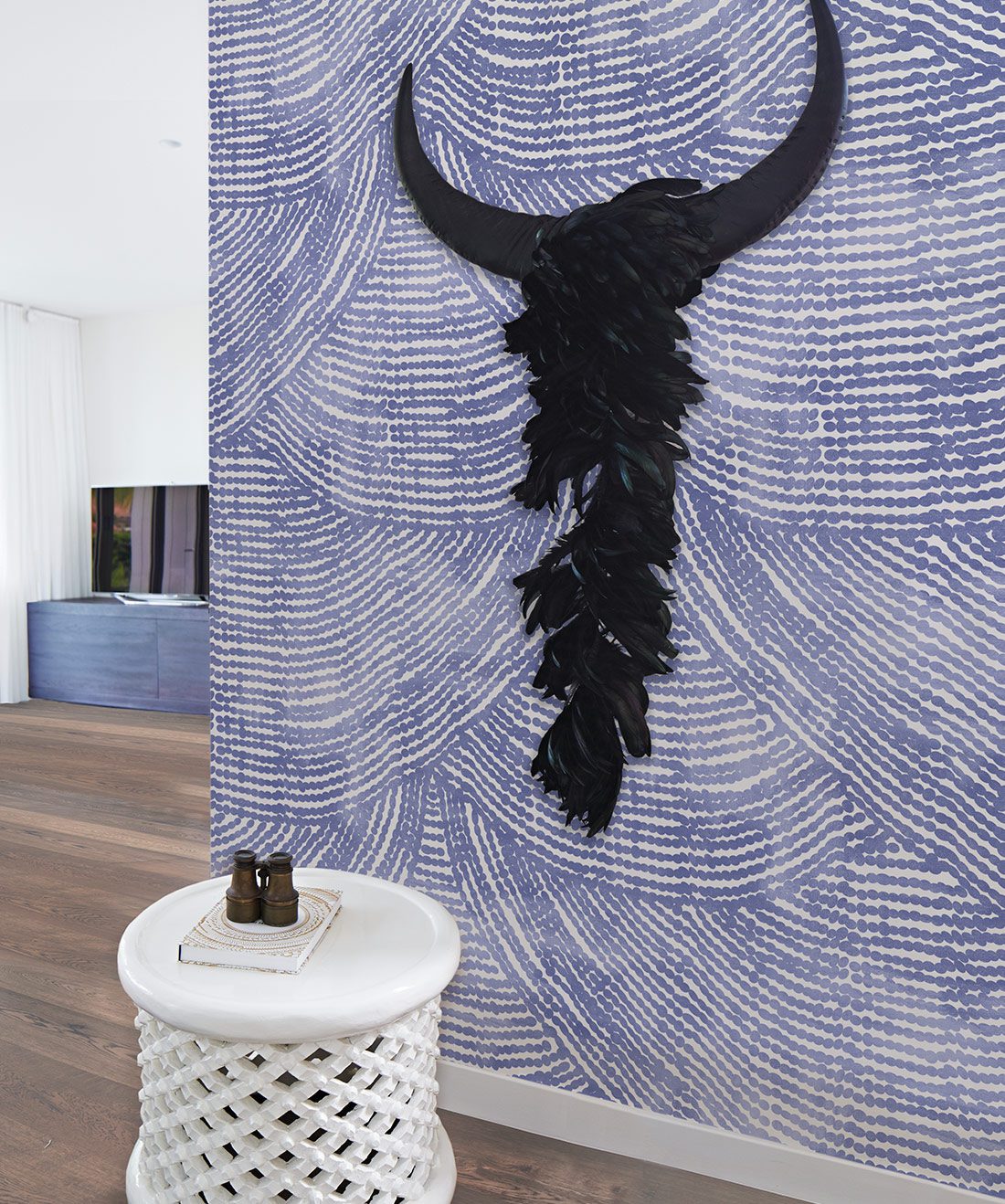 Zulu Efuru • Traditional African Wallpaper • Denim Swatch