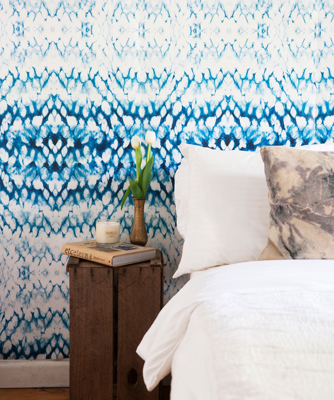 Entomology in Indigo is a diamond tie die Wallpaper