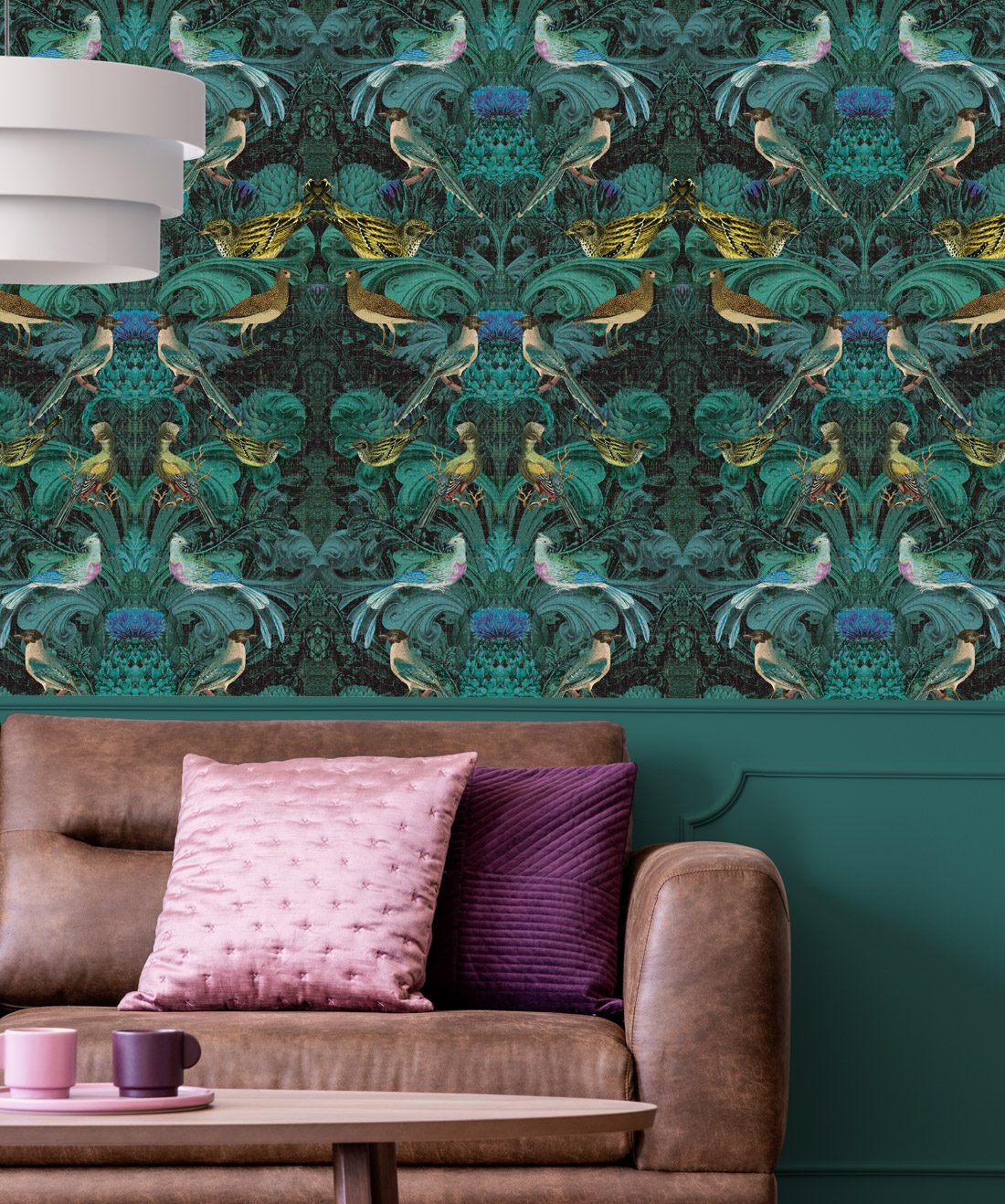 Birdlife in Blue a modern baroque wallpaper