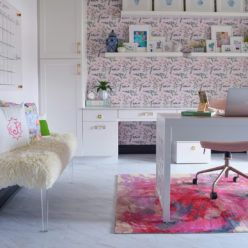 Birds of Paradise • Home Office Wallpaper • Pink Lady