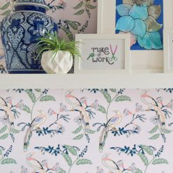 Birds of Paradise • Home Office Wallpaper • Pink Lady