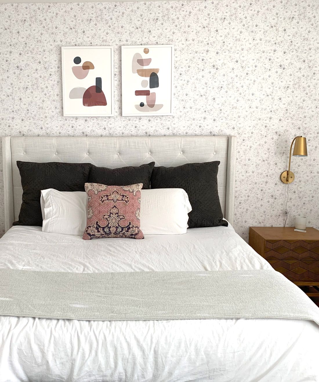 Peonies & Anemones Wallpaper • White Floral Bedroom Wallpaper
