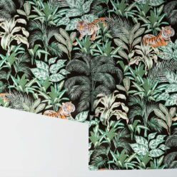 Jungle Tiger Wallpaper • Tropical Wallpaper • Jacqueline Colley • Mint • Rolls