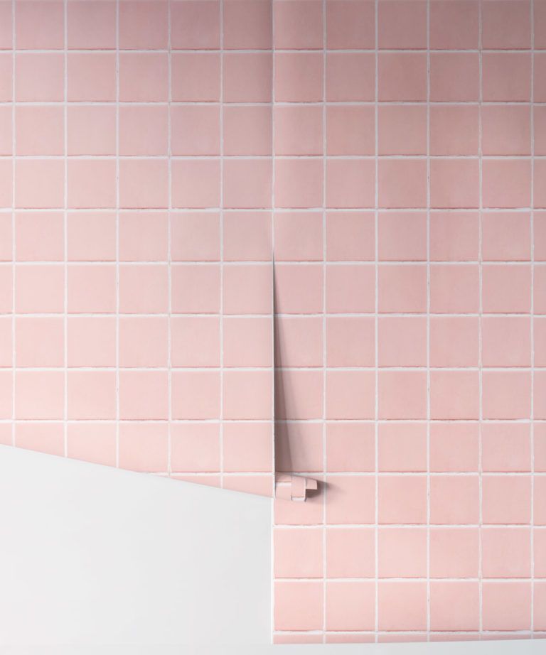 Pink Tiles Wallpaper • Realistic Tile Effect Wallpaper • Milton & King