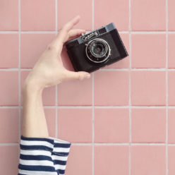 Pink Tiles Wallpaper with camera