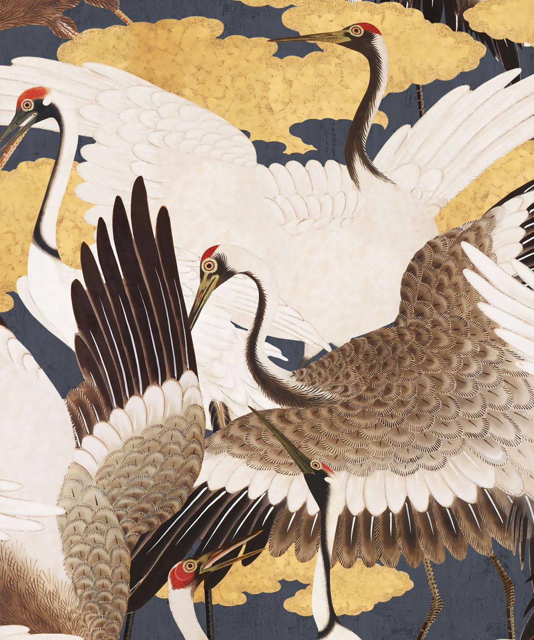Cranes In Flight by Harlequin  Antique Gold  Wallpaper  Wallpaper Direct