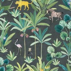Animal Kingdom Charcoal Jungle Wallpaper