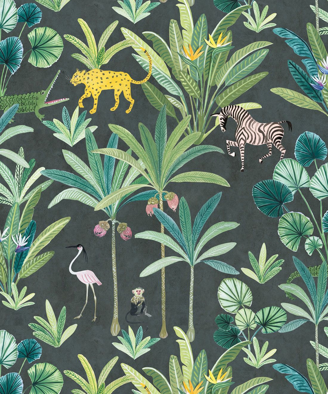 Animal Kingdom Charcoal Jungle Wallpaper