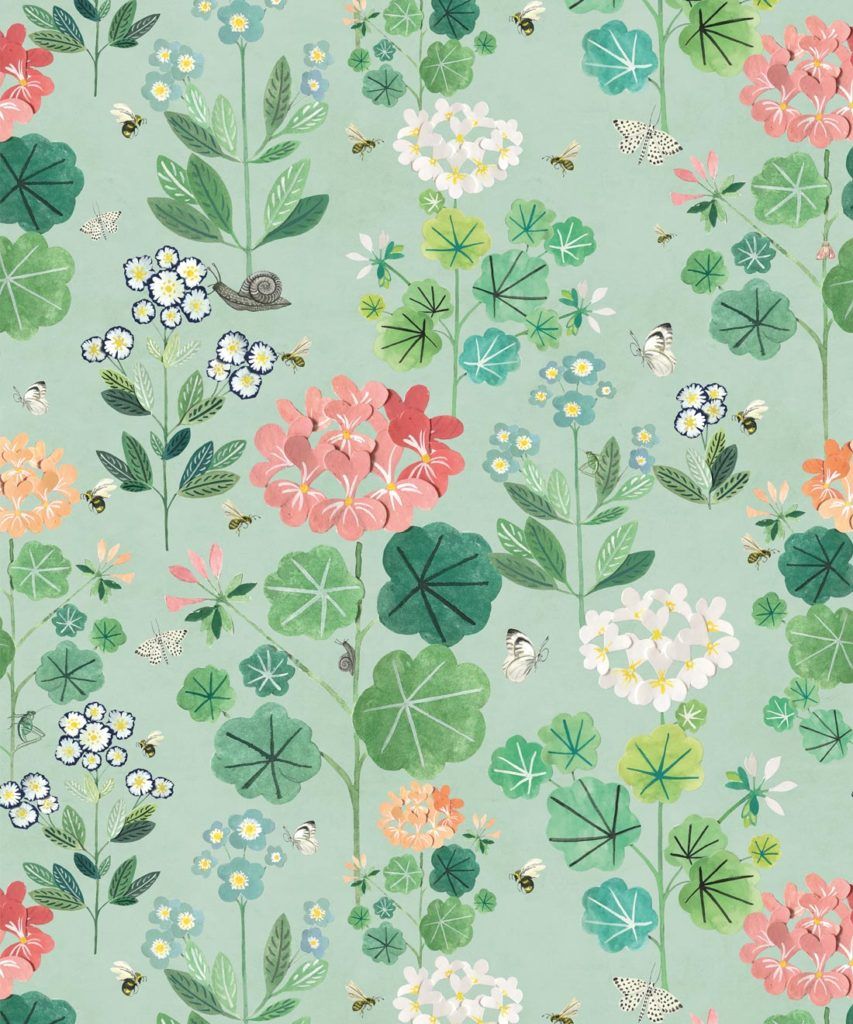 Kids Wallpaper, Sophie's Garden Floral Design • Milton & King