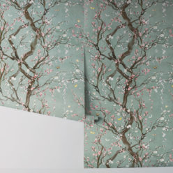 Plum Blossom in Silver is a Japanese floral wallpaper