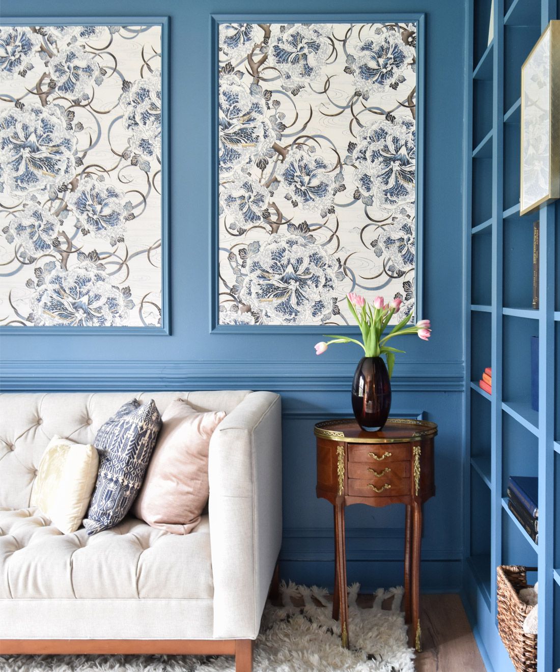 Great Wave Bloom • Blue Ocean wallpaper • Living Room Wallpaper • Inna Kovalinskiy