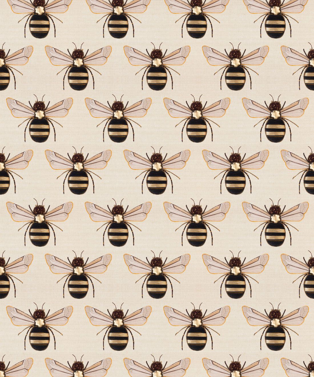 Golden Bee Embroidery Wallpaper