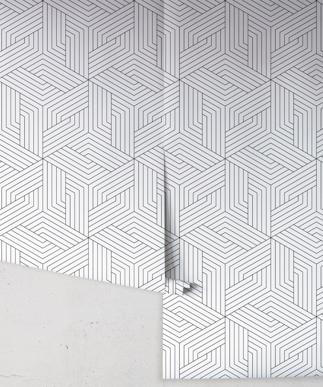 Black Lined Geometric Illusions Wallpaper • Geometric Wallpaper • Milton & King