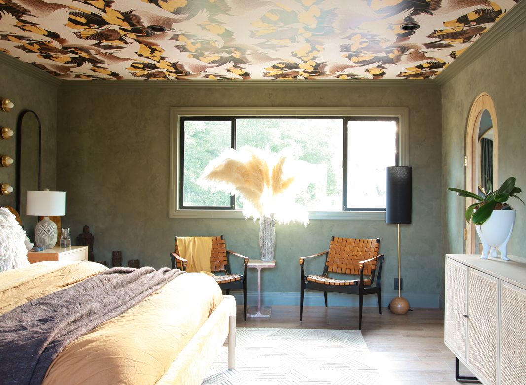 wallpapered ceiling interior trends 2020 not just a tit interior blogger