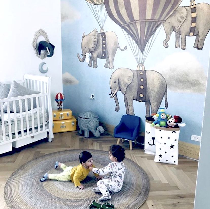 Flight Of the Elephants • Wall Mural • Kids Bedroom • Elephant Wallpaper • Fun Wallpaper • Milton & King USA