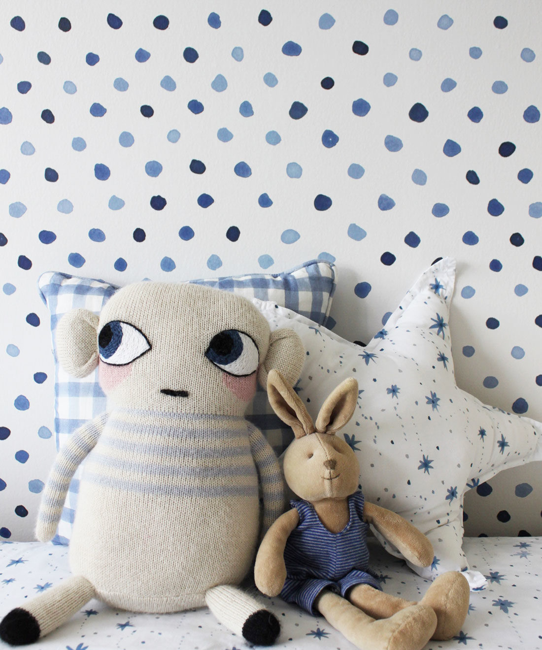 Dibba Dots • Georgia MacMillan • Blue Dotted Wallpaper • Milton & King USA