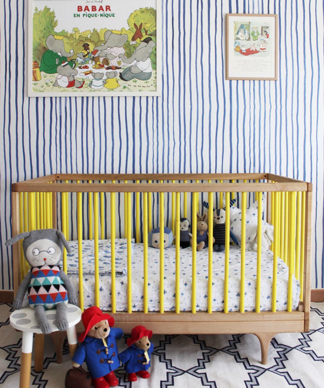 Zighy Stripes • Striped Wallpaper • Blue Stripes • Milton & King USA • Georgia MacMillan • Nursery Decor • Crib