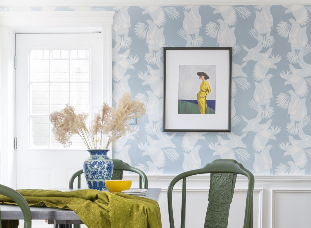 Magpie Wallpaper Blog • Australia Collection by Kingdom Home • Blue Wallpaper • Bird Wallpaper • Photo by Jewel Marlowe