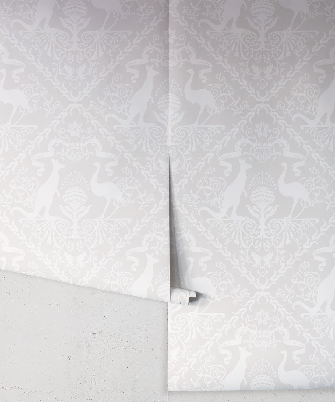 In Australia We Trust Bondi • Australian Wallpaper • Australian Coat of Arms • Milton & King USA • Grey Wallpaper Rolls
