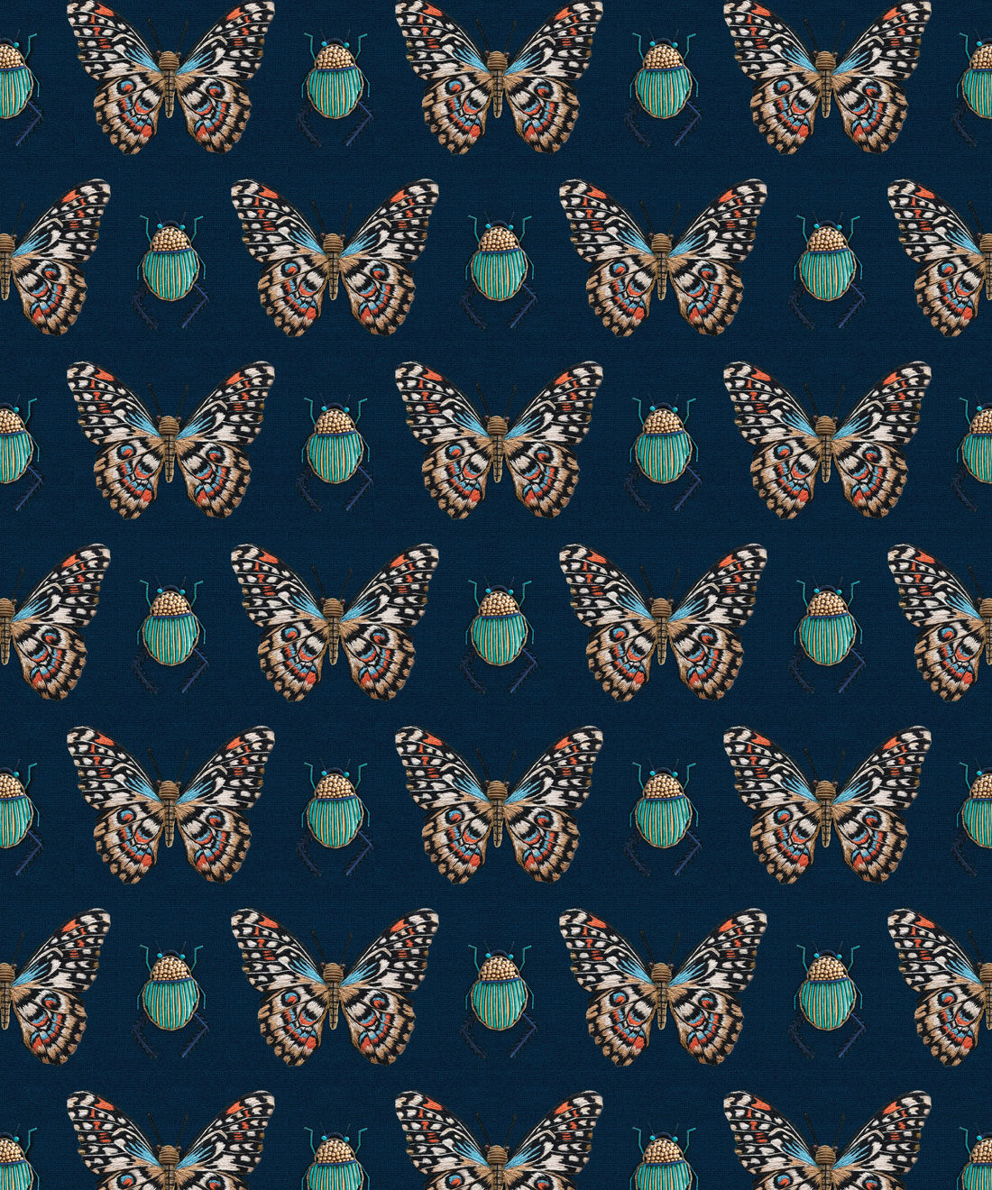 Beetle & Butterfly Wallpaper • Milton & King USA • Swatch