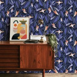 Hummingbird Wallpaper • Birds Of Paradise Flower • Bird Wallpaper • Blue Wallpaper Insitu