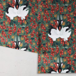 Japanese Cranes Wallpaper • Bird Wallpaper • Red and Green Wallpaper