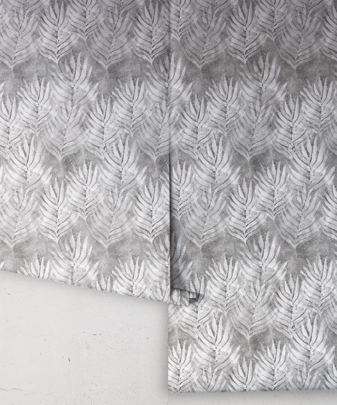Silver Grey Shibori Leaf Wallpaper