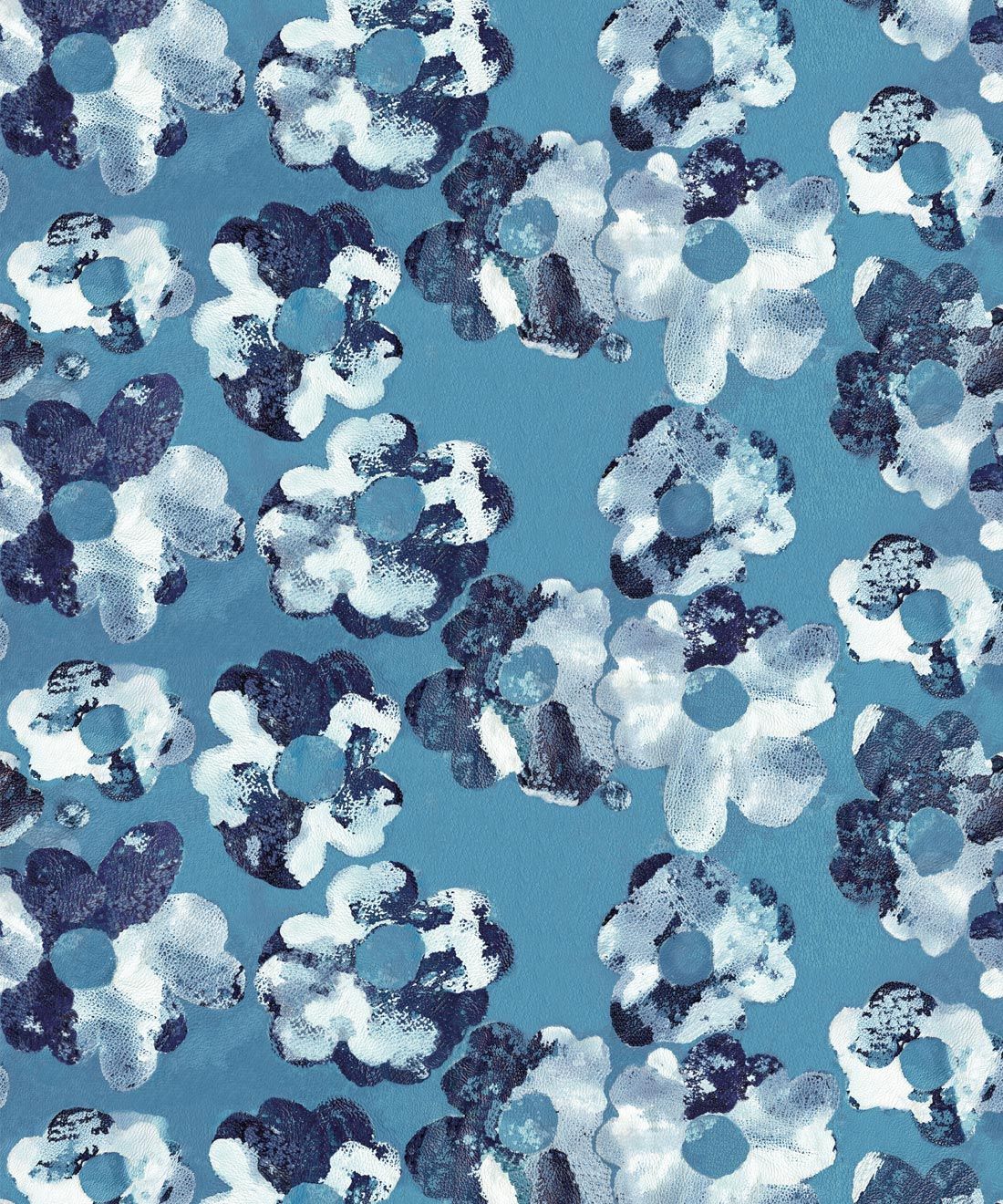 Cherry Blossom Wallpaper Indigo Blue • Shibori Floral • Swatch