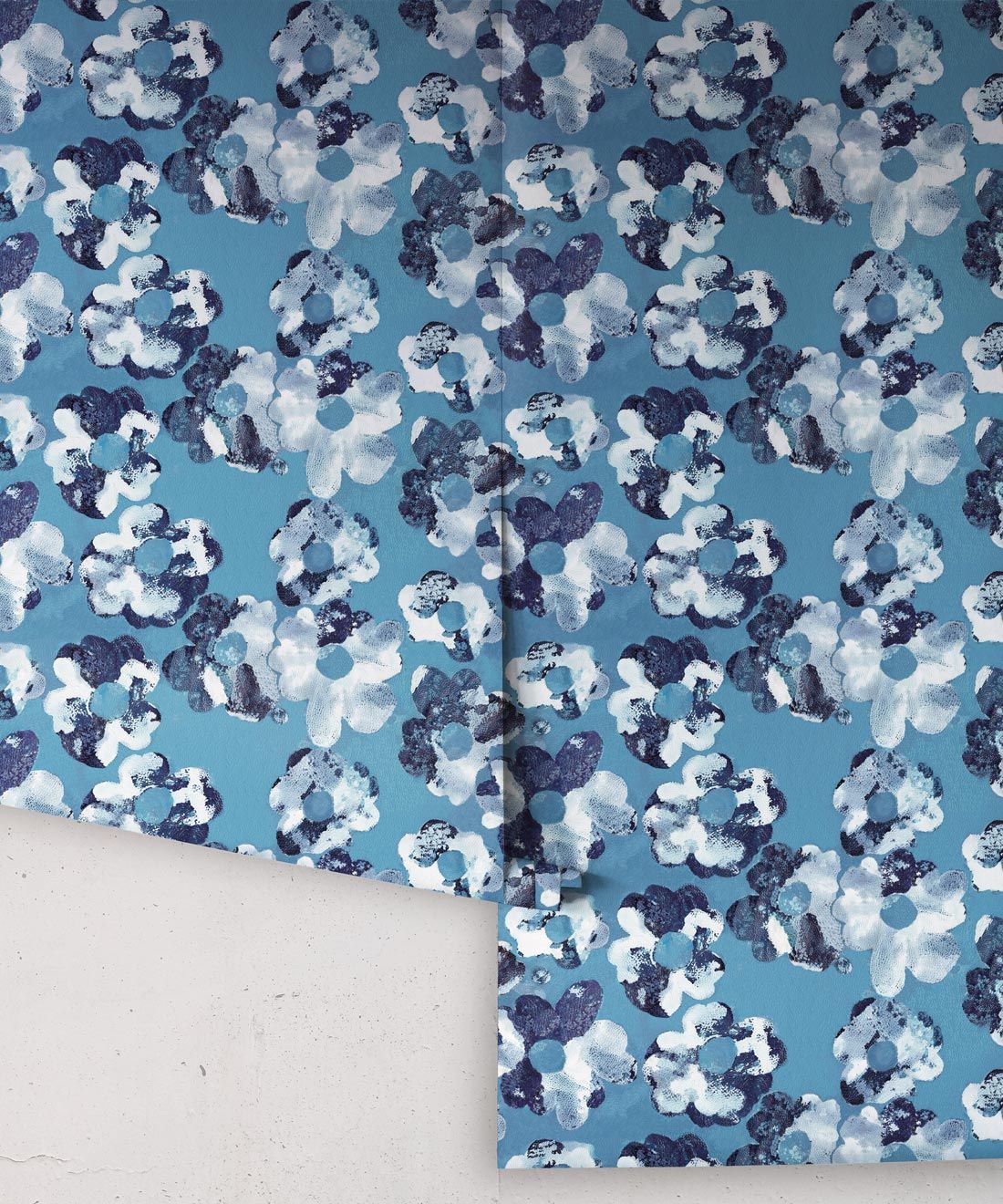 Cherry Blossom Wallpaper Indigo Blue • Shibori Floral • Rolls