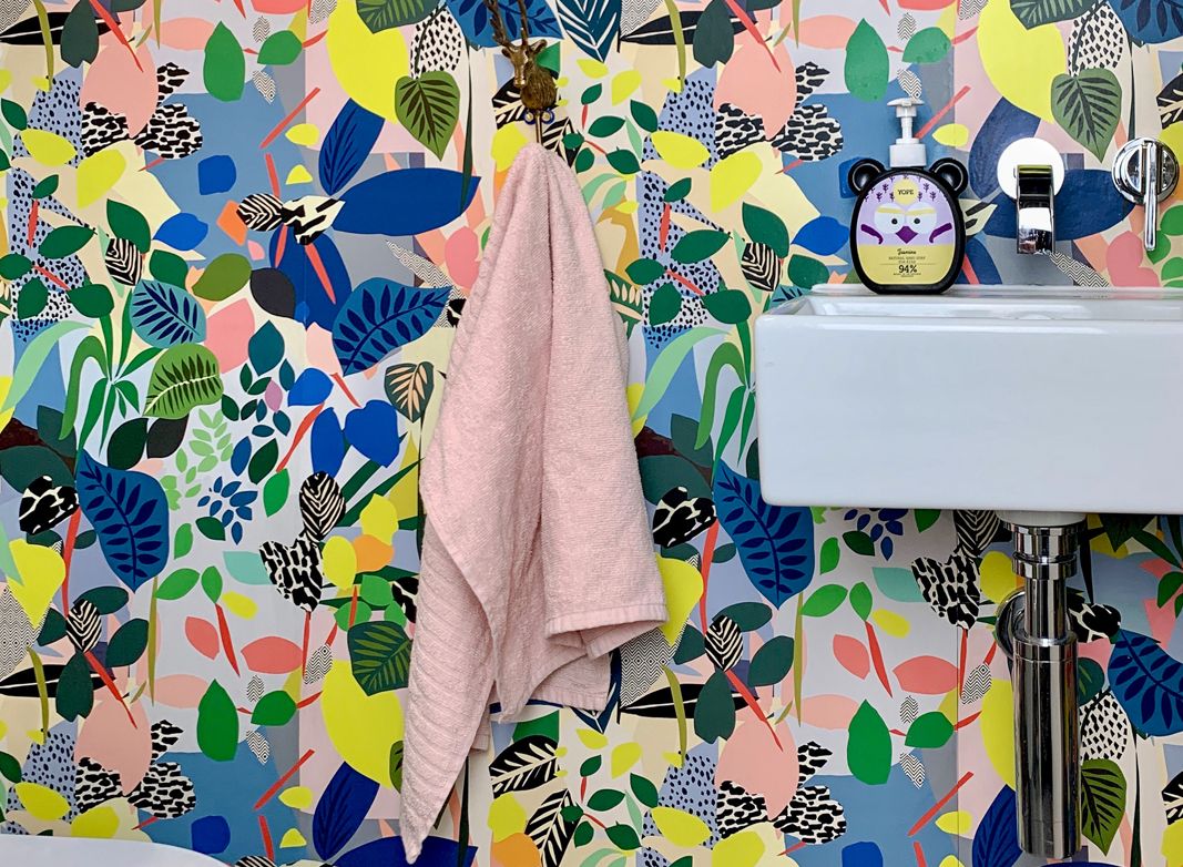 Hockney Wallpaper • Kitty McCall • Nikki Edwards • This E17 Life • Powder Room • Colorful Wallpaper