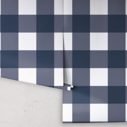 Mel's Buffalo Check Wallpaper • Navy Blue Plaid Wallpaper Rolls