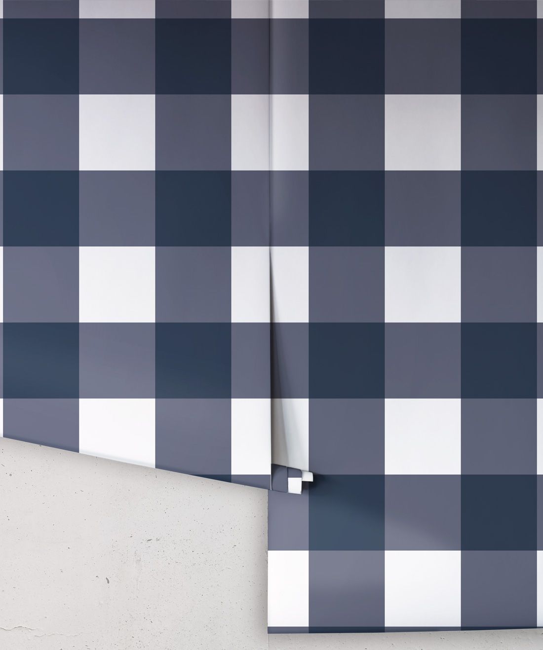 Mel's Buffalo Check Wallpaper • Navy Blue Plaid Wallpaper Rolls