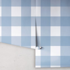 Mel's Buffalo Check Wallpaper • Pale Blue Plaid Wallpaper Rolls
