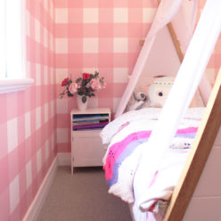 Buffalo Check Wallpaper • Little Kids Bedroom • Pink Plaid Wallpaper