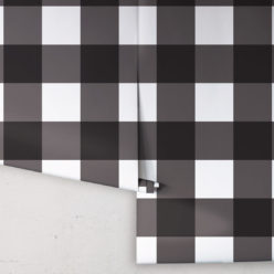 Mel's Buffalo Check Wallpaper • Black & White Plaid Wallpaper Rolls