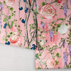 Empress Wallpaper • Romantic Wallpaper • Floral Wallpaper • Chinoiserie Wallpaper • Coral color wallpaper rolls