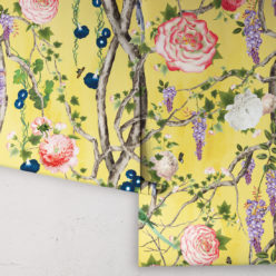 Empress Wallpaper • Romantic Wallpaper • Floral Wallpaper • Chinoiserie Wallpaper • Yellow color wallpaper rolls • Honey