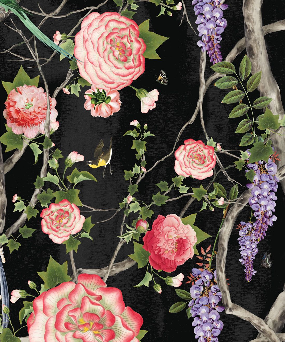Pink And Black Floral Wallpaper