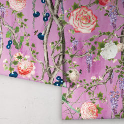 Empress Wallpaper • Romantic Wallpaper • Floral Wallpaper • Chinoiserie Wallpaper • Plum color wallpaper rolls