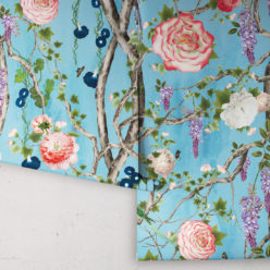 Empress Wallpaper • Romantic Wallpaper • Floral Wallpaper • Chinoiserie Wallpaper • Light Blue color wallpaper rolls• Sky