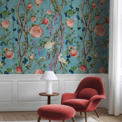 Empress Wallpaper • Romantic Wallpaper • Floral Wallpaper • Chinoiserie Wallpaper • Light Blue color wallpaper insitu • Sky