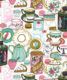 Tea Time Wallpaper • tea cups, tea pots, macaroons • milk and cream swatch