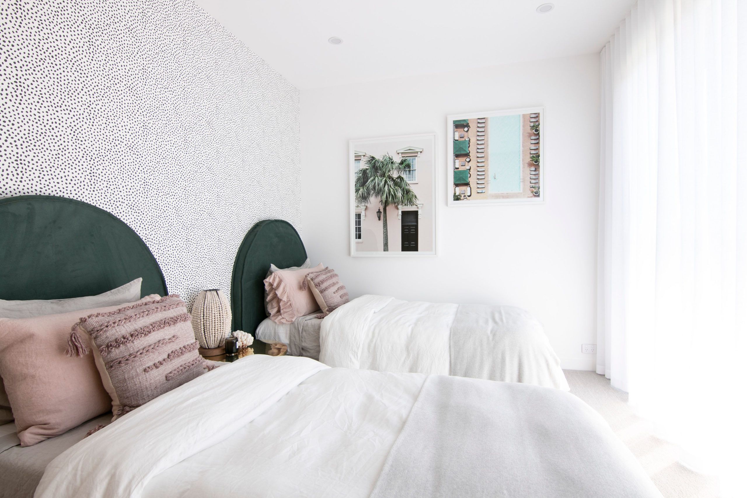 The Designory • Barefoot Bay Villa in Byron Bay • 5th Bedroom • Huddy's Dots Spotted Wallpaper