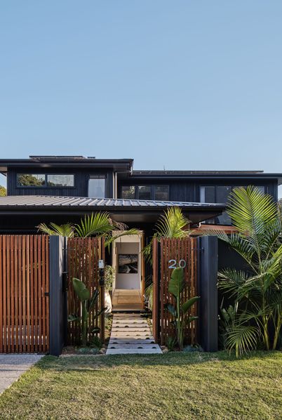 The Designory • The Barefoot Bay Villa • Byron Bay AirBnB • 5 Bedroom Luxury Home with Timber access gate
