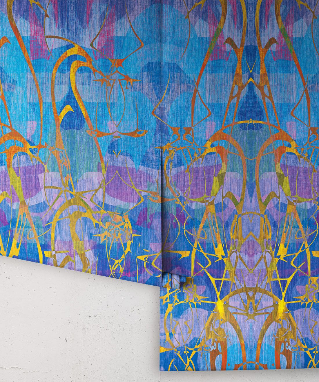 Camoufleur Wallpaper • Coral • Blue Purple Wallpaper • Abstract Wallpaper rolls