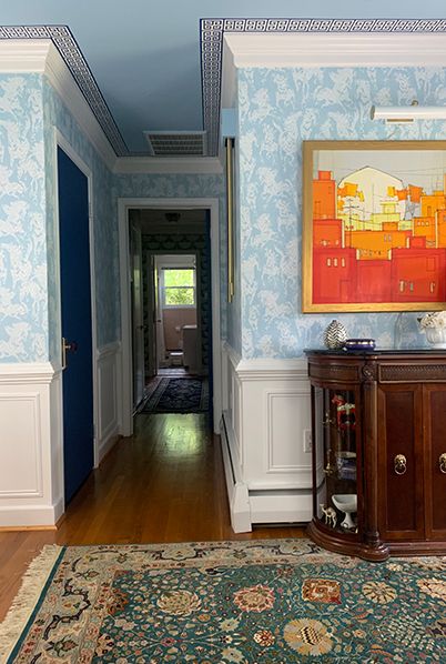 One Room Challenge Entryway Refresh by Mehr Niazi using the Stampede wallpaper by Milton & King