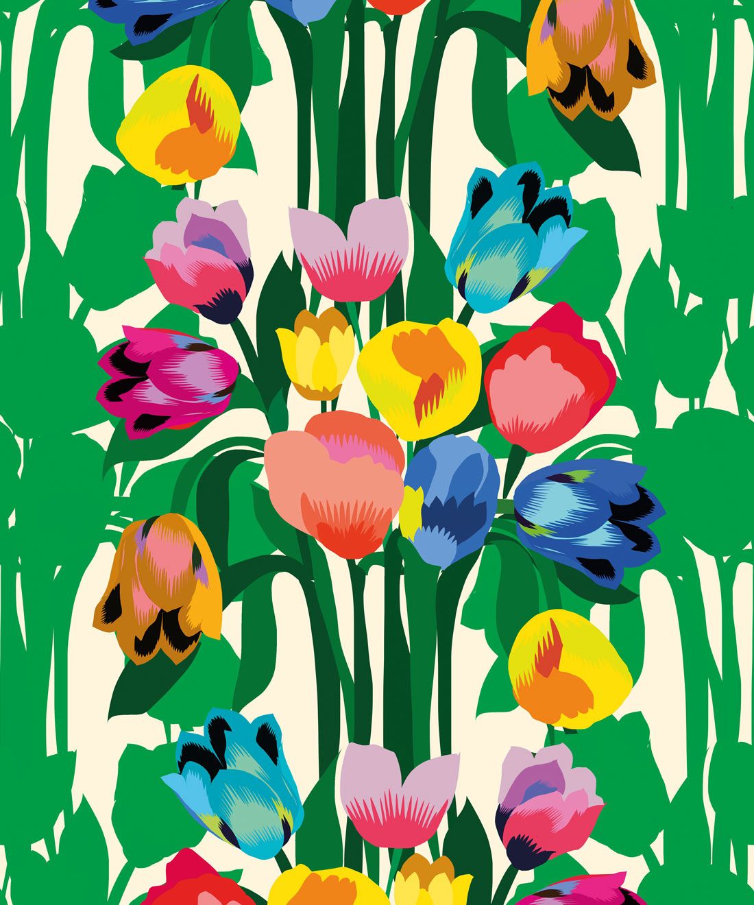 Tulips Wallpaper • Colorful Floral Wallpaper • Swatch
