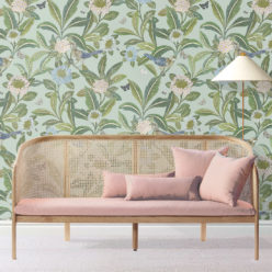 Summer Garden Wallpaper • Aqua Wallpaper • Floral Wallpaper Insitu