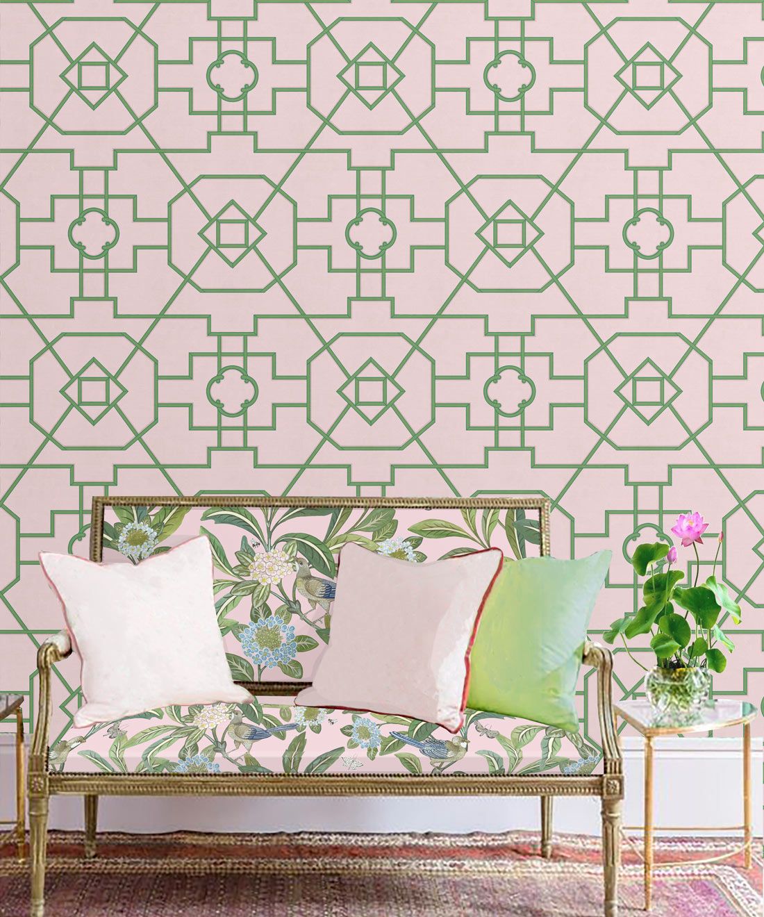 Trellis Wallpaper • Geometric Wallpaper • Pink Wallpaper • Insitu